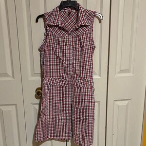 Red and White Checkered Dress with pockets.